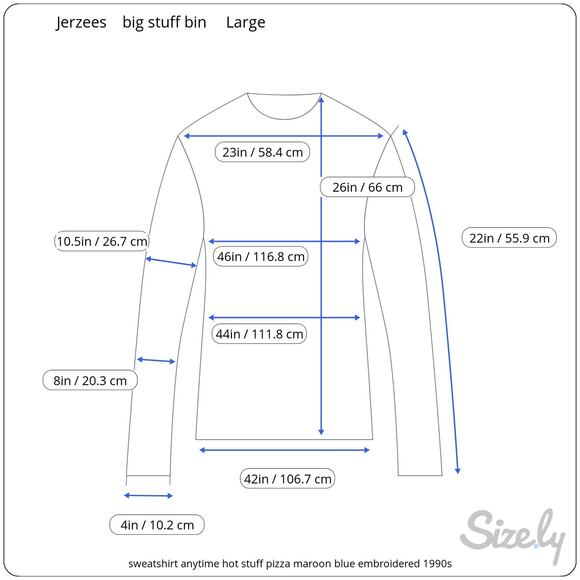 sweatshirt anytime hot stuff pizza maroon blue embroidered 1990s - Picture 9 of 9